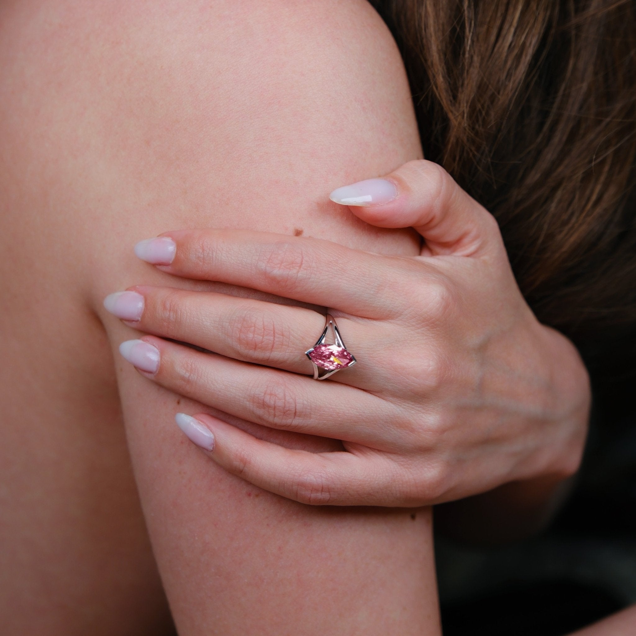 Solitaire Mme La Marquise Diamant Marquise Rose, Or 18 carats - Lauredi