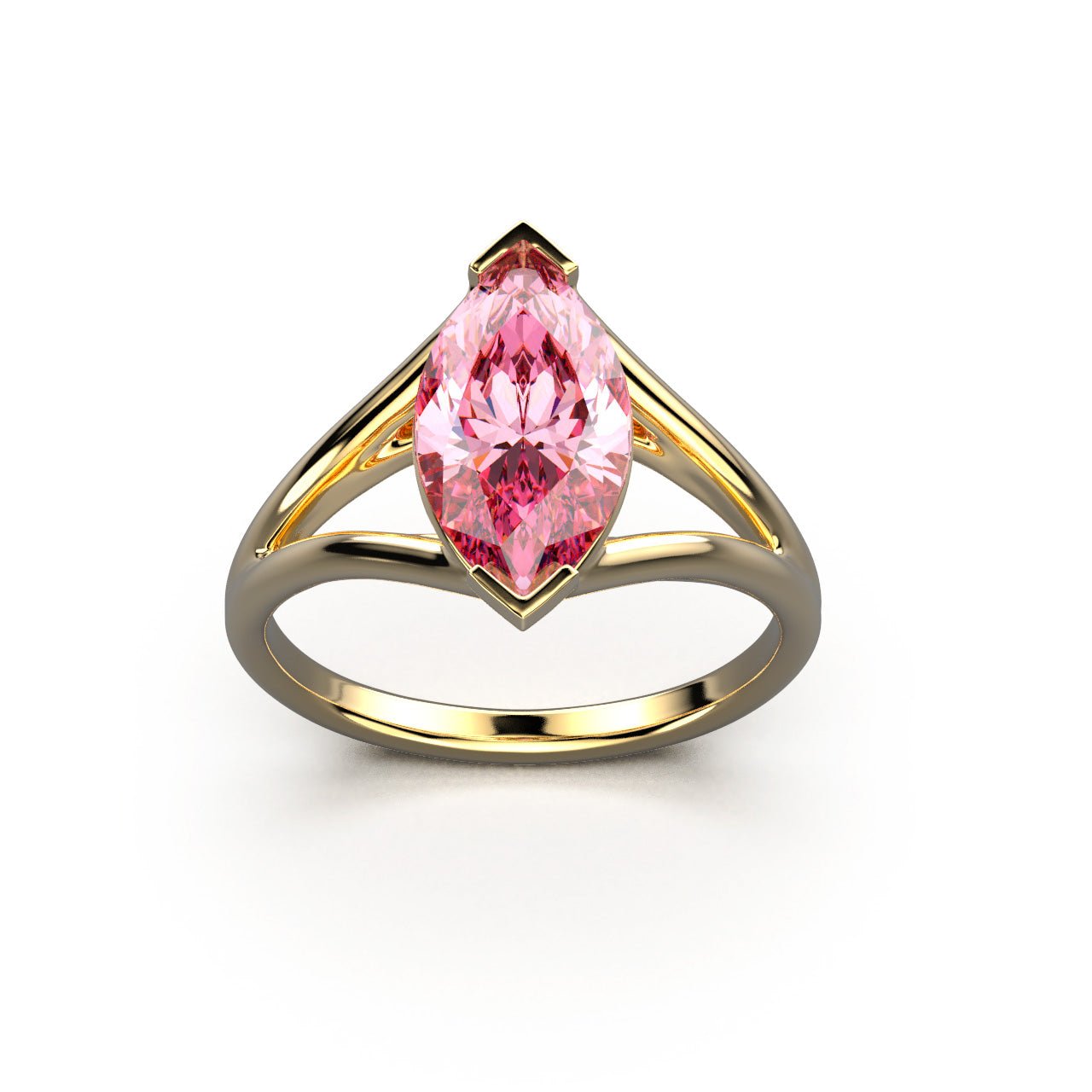 Solitaire Mme La Marquise Diamant Marquise Rose, Or 18 carats - Lauredi