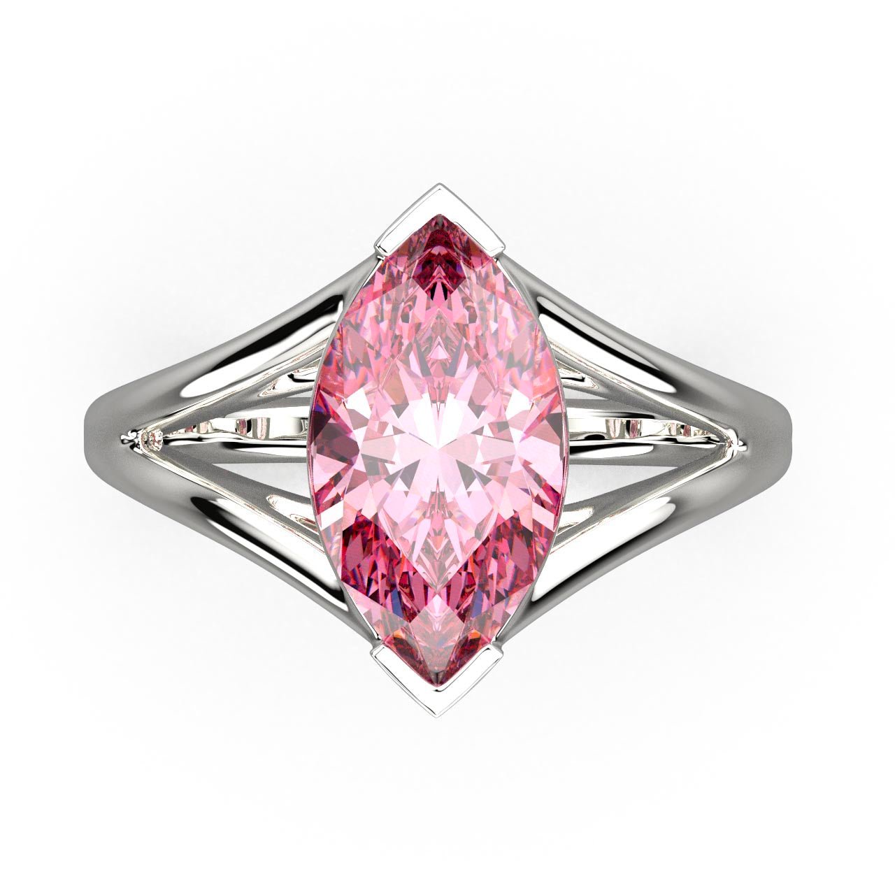 Solitaire Mme La Marquise Diamant Marquise Rose, Or 18 carats - Lauredi
