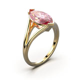 Solitaire Mme La Marquise Diamant Marquise Rose, Or 18 carats - Lauredi