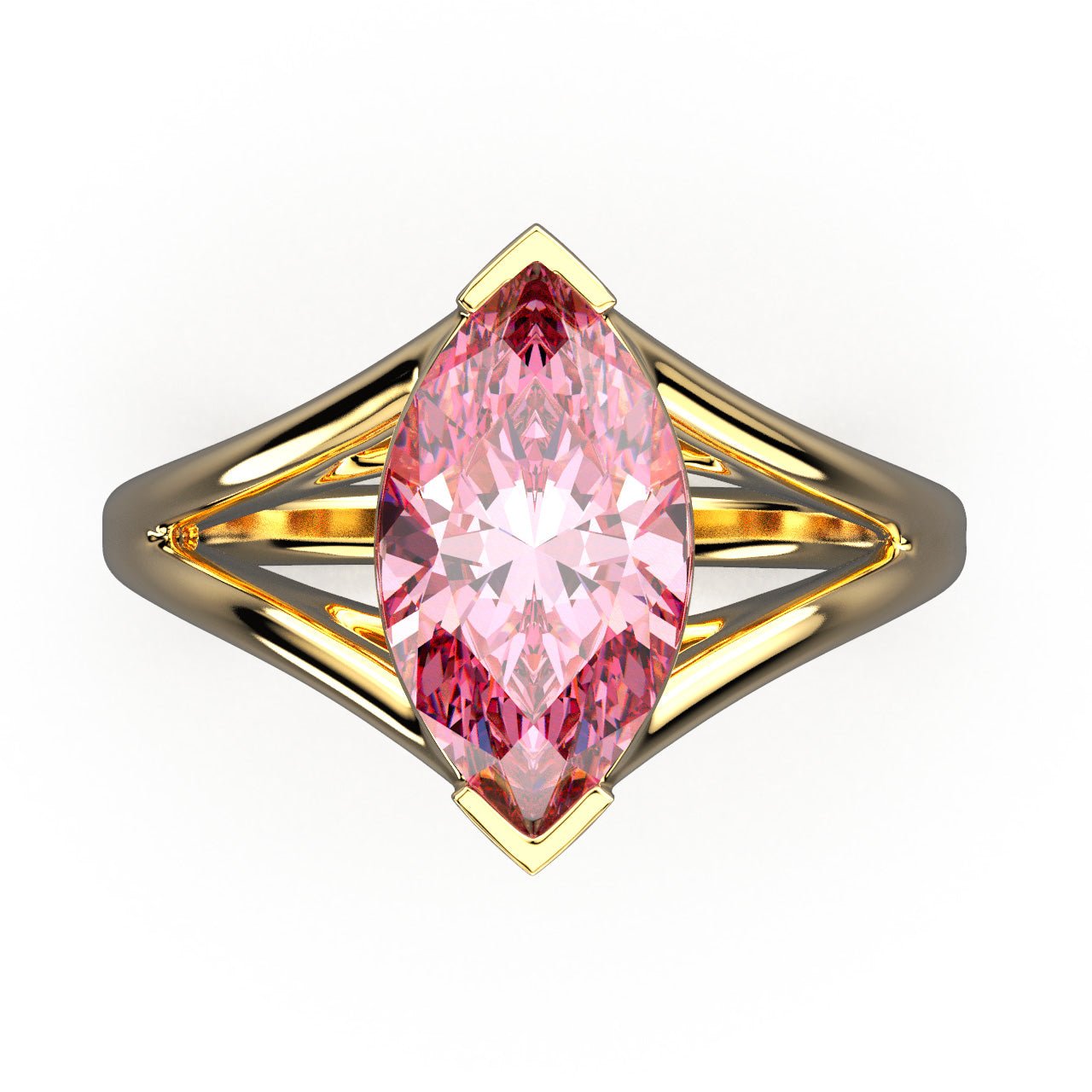 Solitaire Mme La Marquise Diamant Marquise Rose, Or 18 carats - Lauredi