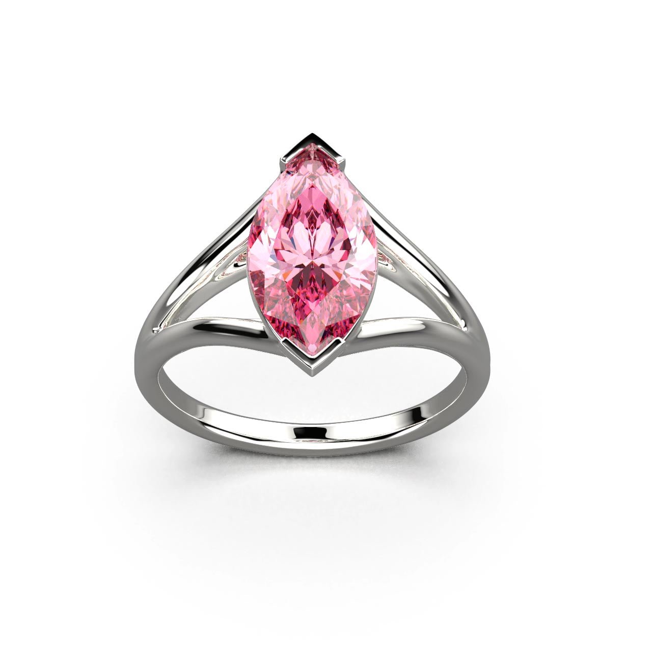 Solitaire Mme La Marquise Diamant Marquise Rose, Or 18 carats - Lauredi