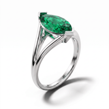 Solitaire Mme La Marquise Diamant Marquise Vert - Lauredi