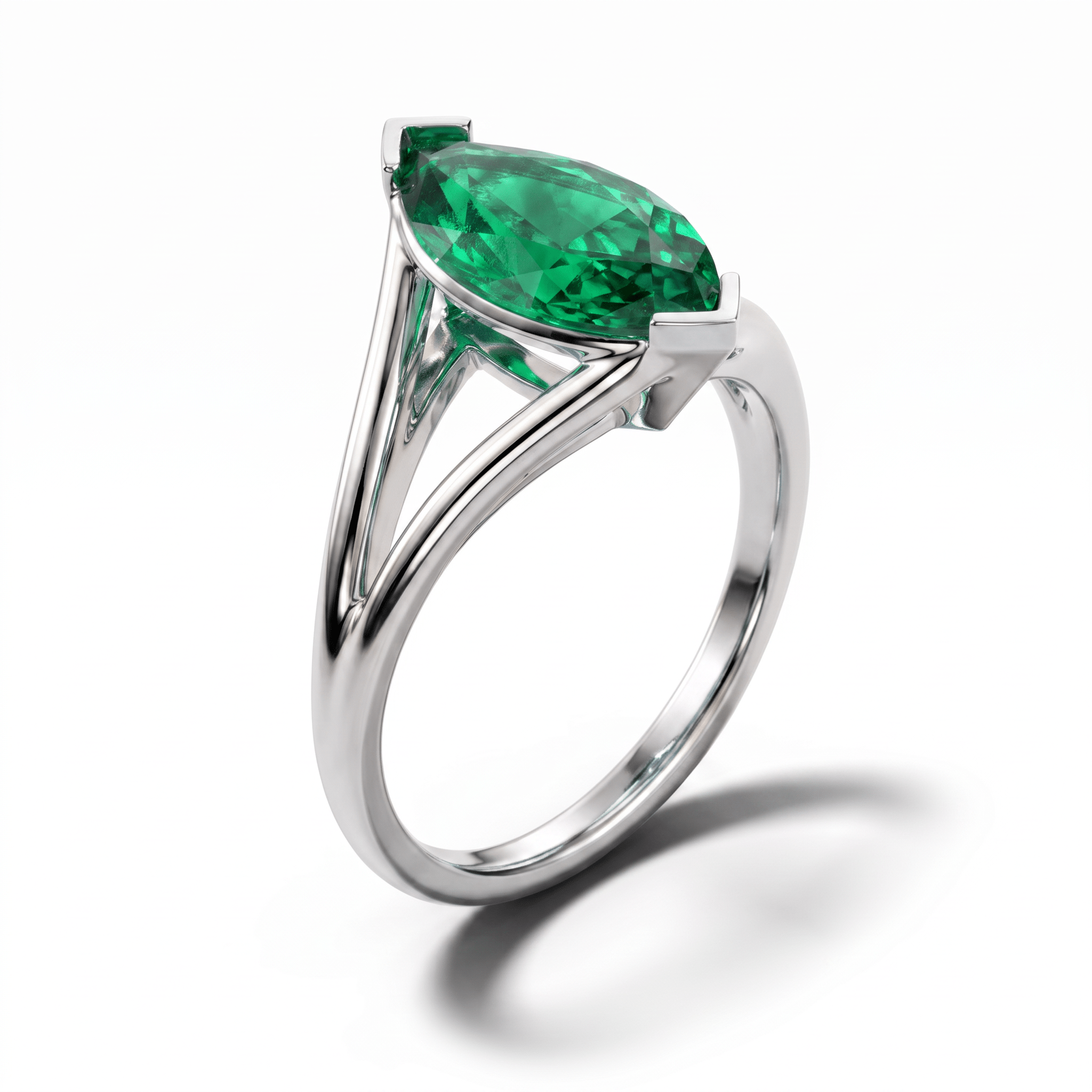 Solitaire Mme La Marquise Diamant Marquise Vert - Lauredi
