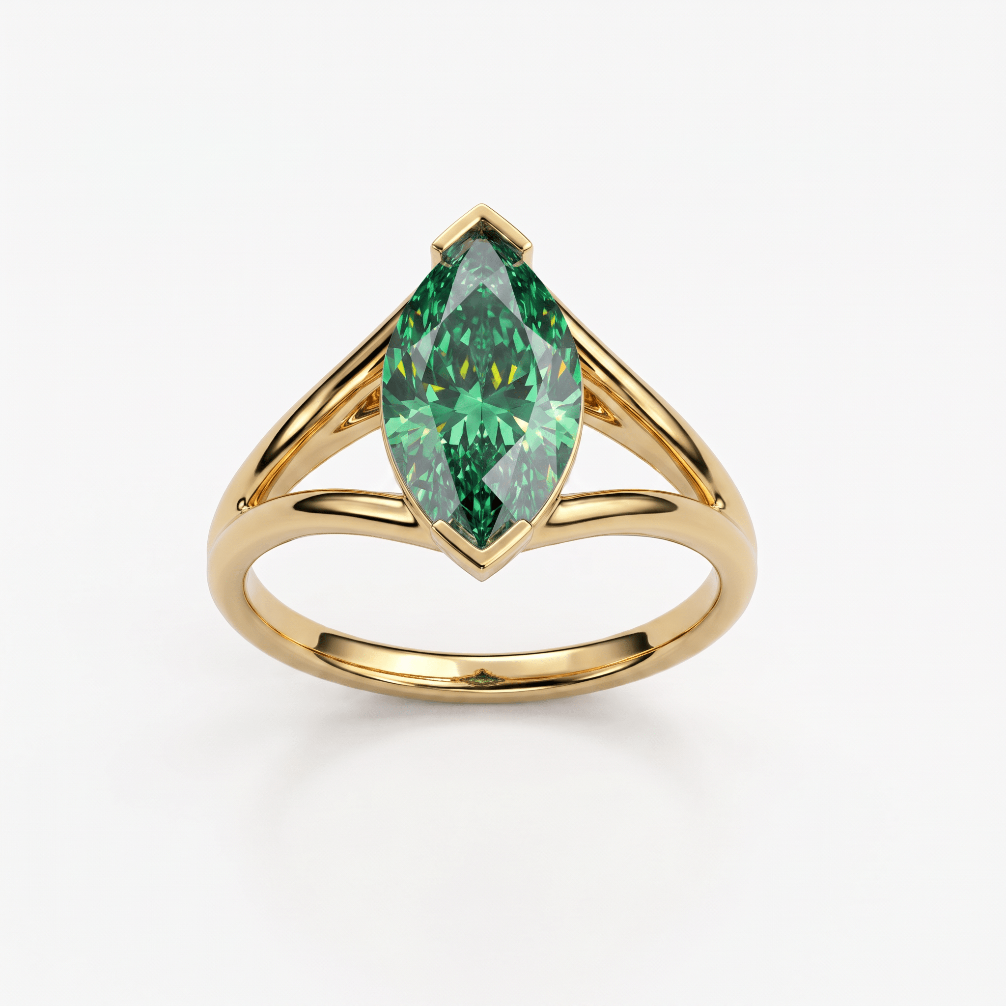 Solitaire Mme La Marquise Diamant Marquise Vert - Lauredi