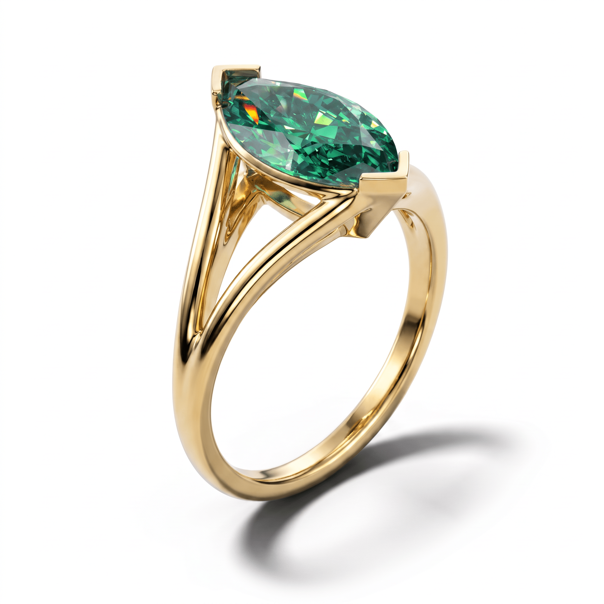 Solitaire Mme La Marquise Diamant Marquise Vert - Lauredi