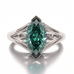 Solitaire Mme La Marquise Diamant Marquise Vert - Lauredi
