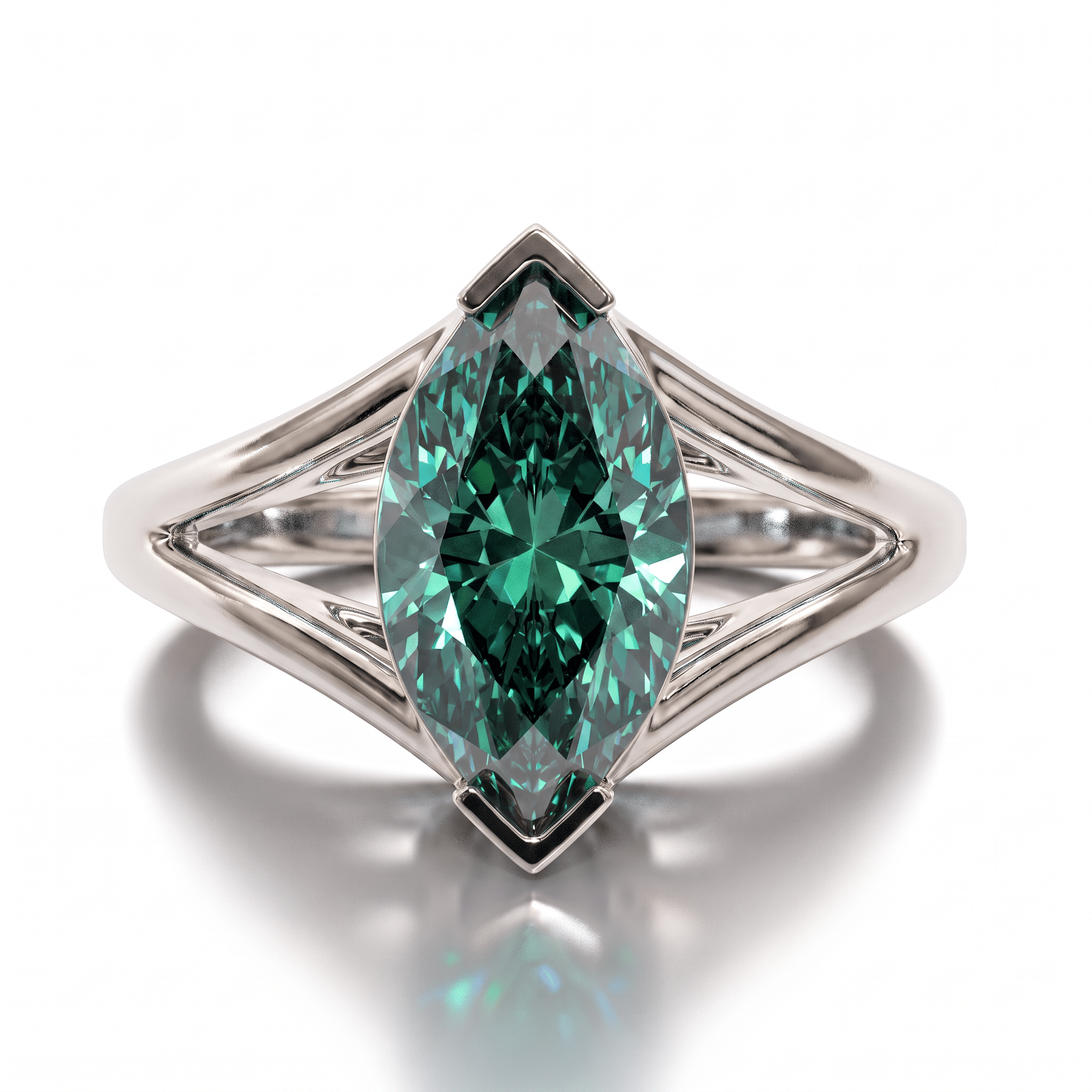 Solitaire Mme La Marquise Diamant Marquise Vert - Lauredi