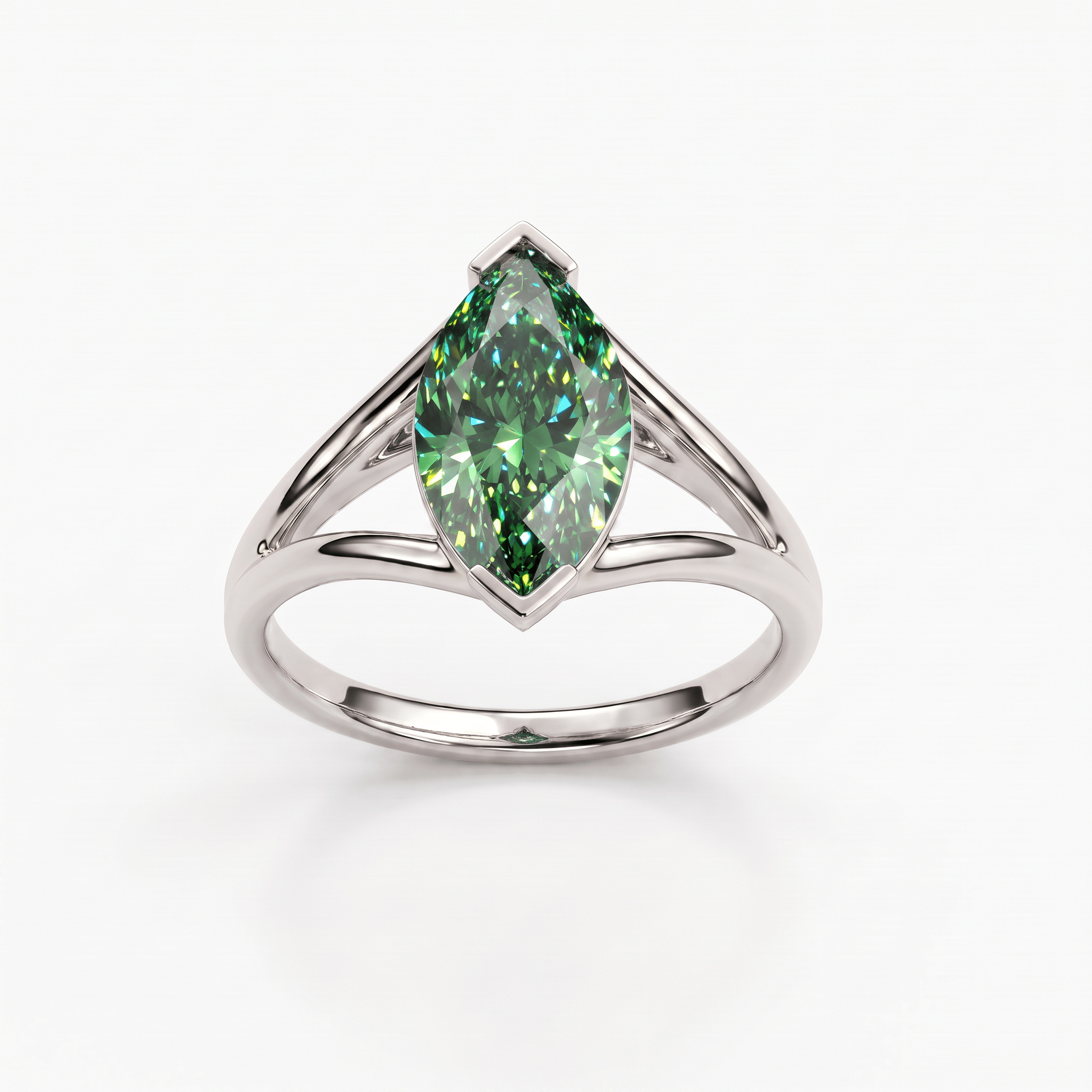 Solitaire Mme La Marquise Diamant Marquise Vert - Lauredi