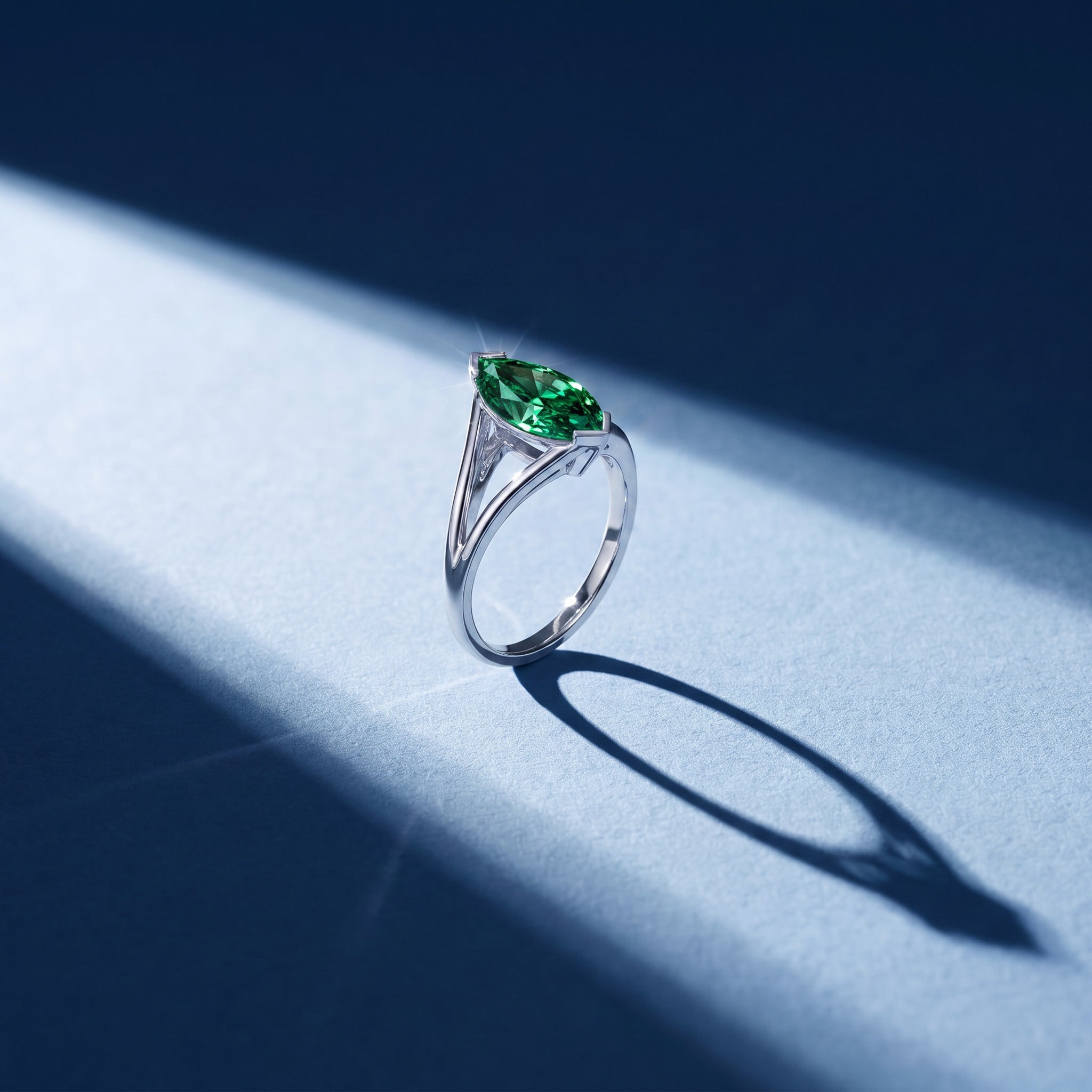 Solitaire Mme La Marquise Diamant Marquise Vert - Lauredi