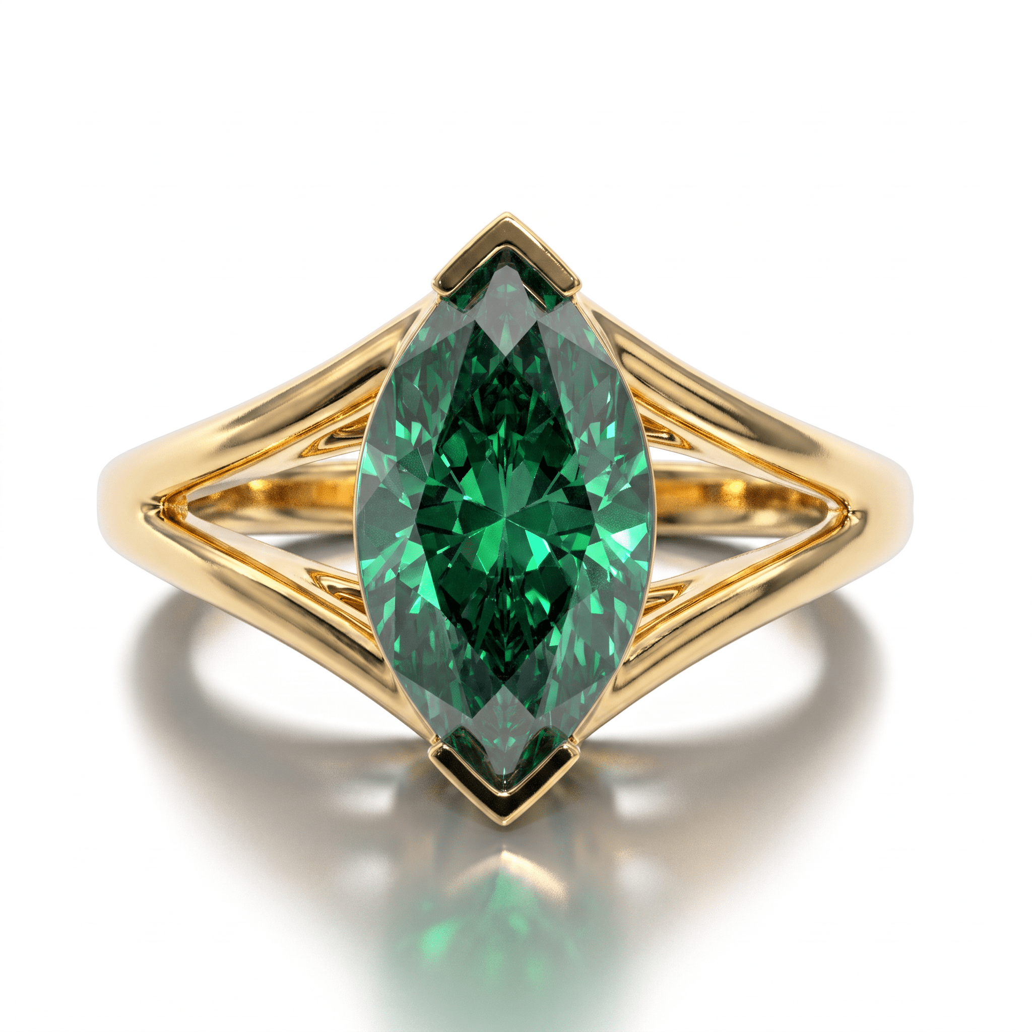 Solitaire Mme La Marquise Diamant Marquise Vert - Lauredi
