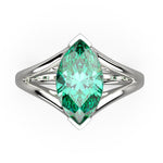 Solitaire Mme La Marquise Diamant Marquise Vert, Or 18 carats - Lauredi