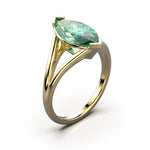 Solitaire Mme La Marquise Diamant Marquise Vert, Or 18 carats - Lauredi