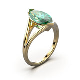 Solitaire Mme La Marquise Diamant Marquise Vert, Or 18 carats - Lauredi