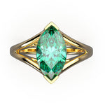 Solitaire Mme La Marquise Diamant Marquise Vert, Or 18 carats - Lauredi